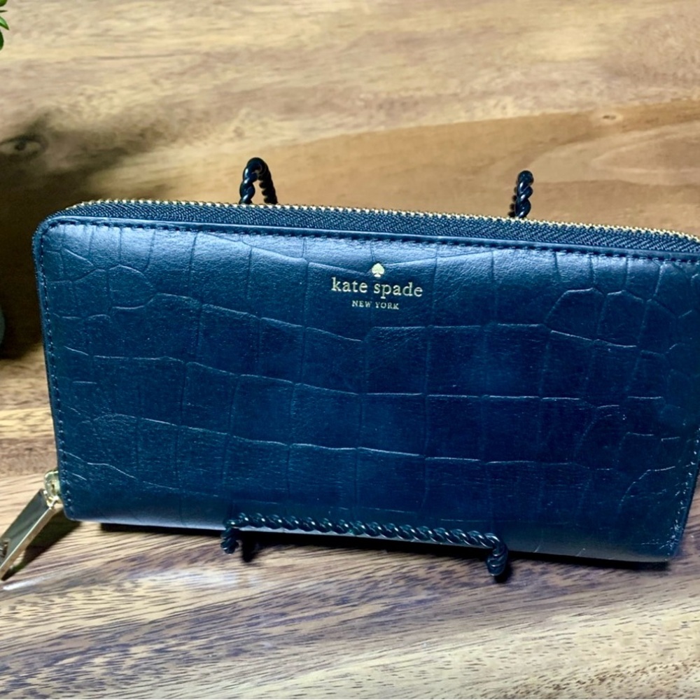 Kate Spade Black Croc Embossed Wallet